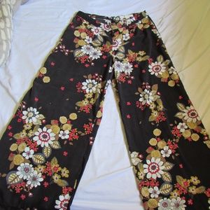 Vintage/Retro Flare Bellbottom Flower Print Pants
